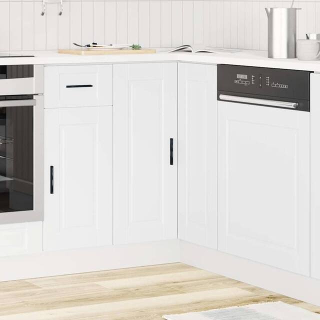 Berkfield Home Kitchen Corner Base Cabinet Porto White Engineered Wood - image 1