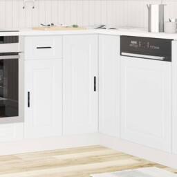 Berkfield Home Kitchen Corner Base Cabinet Porto White Engineered Wood - thumbnail 1