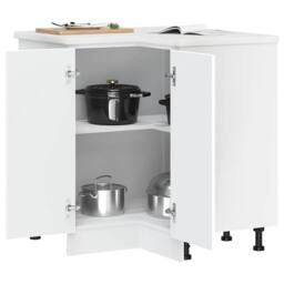 Berkfield Home Kitchen Corner Base Cabinet Porto White Engineered Wood - thumbnail 4