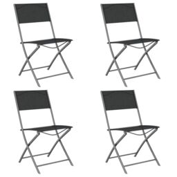 Berkfield Home Folding Outdoor Chairs 4 pcs Black Steel & Textilene - thumbnail 2