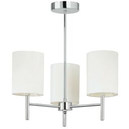 Loops Semi Flush Ceiling Light Chrome & White Silk Shade Modern 3 Bulb Pendant Lamp - thumbnail 1