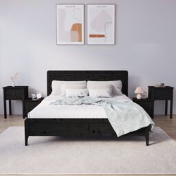Berkfield Home Bedside Cabinet 2 pcs Black 79.5x38x65.5 cm Solid Wood Pine