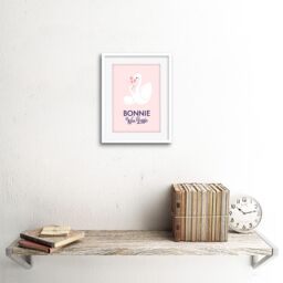 "Artery8 Wall Art Print Bonnie Wee Lassie New Baby Scottish Swan Framed Art in White - Size: W7"" x H9""" - thumbnail 2