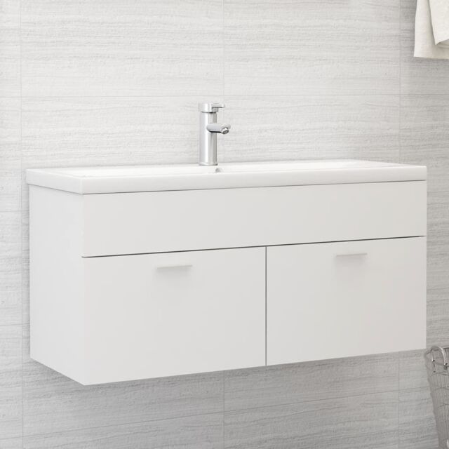 Berkfield Home Sink Cabinet with Built-in Basin White Engineered Wood - image 1