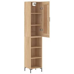 Berkfield Home Highboard Sonoma Oak 34.5x34x180 cm Engineered Wood in Brown - thumbnail 4