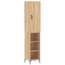 Berkfield Home Highboard Sonoma Oak 34.5x34x180 cm Engineered Wood in Brown - thumbnail 1