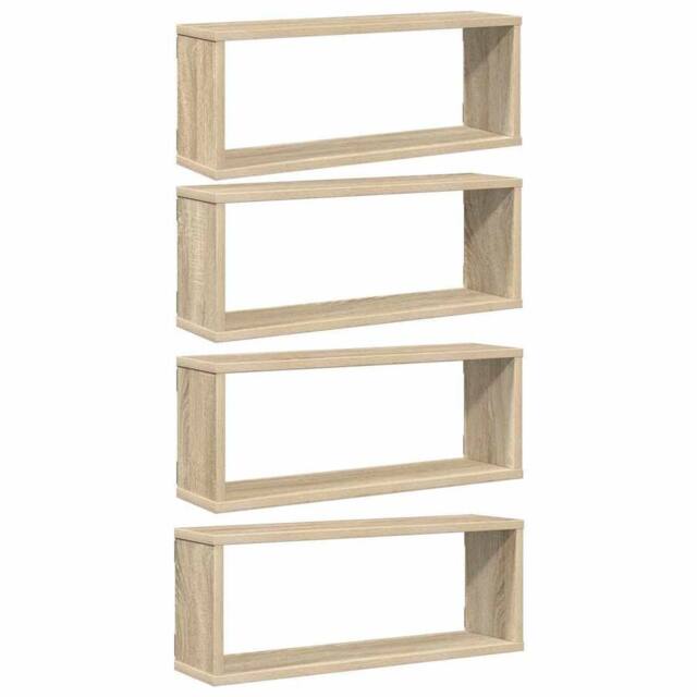 Berkfield Home Wall Cube Shelf 4 pcs Sonoma Oak 60x15x23 cm Engineered Wood in Light Tan - Size: 60 x 15 x 23 cm - image 1