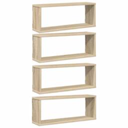 Berkfield Home Wall Cube Shelf 4 pcs Sonoma Oak 60x15x23 cm Engineered Wood in Light Tan - Size: 60 x 15 x 23 cm