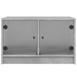 Berkfield Home Modern Coffee Table with Glass Doors Concrete Grey 68x50x42 cm - Size: 68 x 50 x 42 cm - thumbnail 6