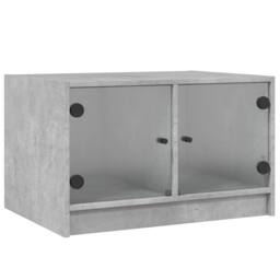 Berkfield Home Modern Coffee Table with Glass Doors Concrete Grey 68x50x42 cm - Size: 68 x 50 x 42 cm - thumbnail 3