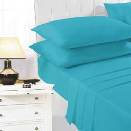 K Collection Percale Percale Fitted Sheet in Teal - Size: Single