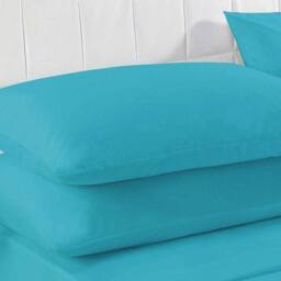 K Collection Percale Percale Fitted Sheet in Teal - Size: Single - thumbnail 2