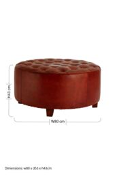 Orsina Elegant Design Round Buttoned Stool, Leather Upholstered Modern Bar Stool, Button Tufted Luxury Bar Stool in Brown - thumbnail 5