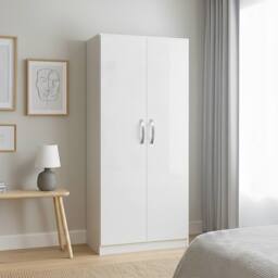 HD Designs Hulio 2 Door Wardrobe Storage MDF 1700 x 760 x 470 mm in White - thumbnail 1