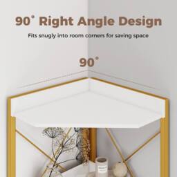 Costway Modern Corner Shelf 180cm Tall Corner Cabinet Bookshelf Display Rack in White - thumbnail 8