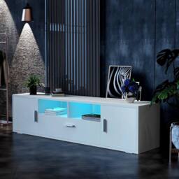 EONLION TV Stand 160cm High Gloss TV Unit Cabinet Sideboard in White - Size: 100 cm - thumbnail 5