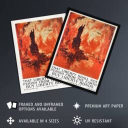 Artery8 Joseph Pennell Liberty Shall Not Perish From The Earth Framed Art in Orange - Size: A4 - thumbnail 2