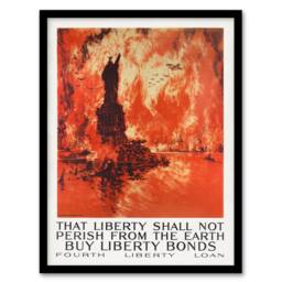 Artery8 Joseph Pennell Liberty Shall Not Perish From The Earth Framed Art in Orange - Size: A4 - thumbnail 1