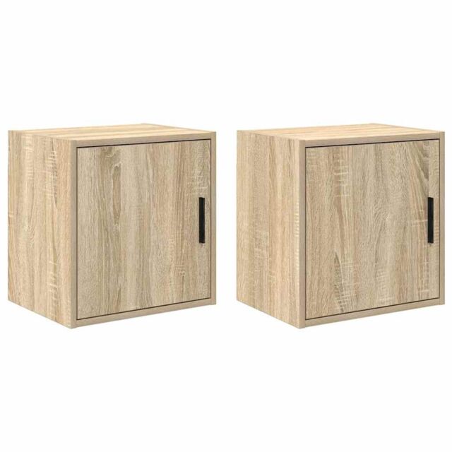 Berkfield Home Garage Wall Cabinets 2 pcs Sonoma Oak Engineered Wood in Brown - image 1
