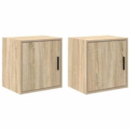 Berkfield Home Garage Wall Cabinets 2 pcs Sonoma Oak Engineered Wood in Brown - thumbnail 1