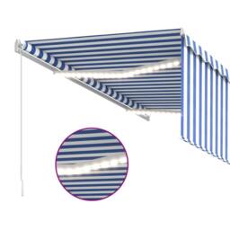 Berkfield Home Manual Retractable Awning with Blind&LED 3x2.5m Blue&White in Blue - thumbnail 5