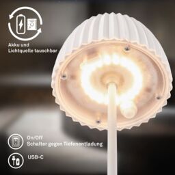 BRILONER Riffle Mini Dimmable Rechargeable USB C Design Award LED Table Lamp in White - thumbnail 9