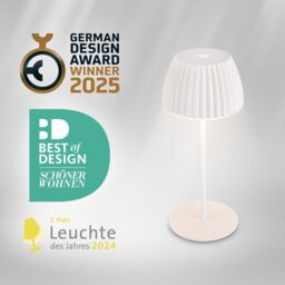 BRILONER Riffle Mini Dimmable Rechargeable USB C Design Award LED Table Lamp in White - thumbnail 2