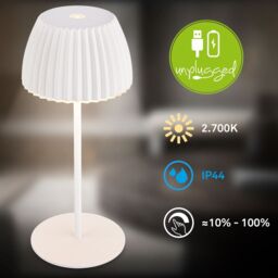 BRILONER Riffle Mini Dimmable Rechargeable USB C Design Award LED Table Lamp in White - thumbnail 7