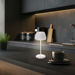BRILONER Riffle Mini Dimmable Rechargeable USB C Design Award LED Table Lamp in White - thumbnail 5