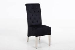 Modernique A Pair (x2) Velvet Tufted High Back Dining Chairs with Chrome Legs in Black - thumbnail 3