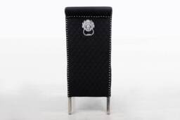 Modernique A Pair (x2) Velvet Tufted High Back Dining Chairs with Chrome Legs in Black - thumbnail 6