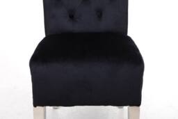 Modernique A Pair (x2) Velvet Tufted High Back Dining Chairs with Chrome Legs in Black - thumbnail 8