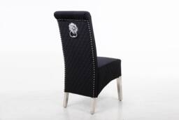 Modernique A Pair (x2) Velvet Tufted High Back Dining Chairs with Chrome Legs in Black - thumbnail 5