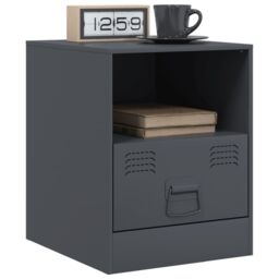 Berkfield Home Bedside Cabinets 2 pcs Anthracite 34.5x39x44 cm Steel in Black - thumbnail 3