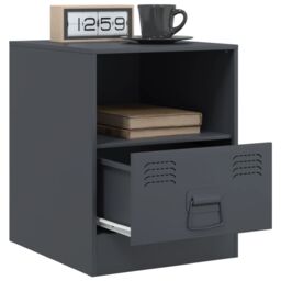 Berkfield Home Bedside Cabinets 2 pcs Anthracite 34.5x39x44 cm Steel in Black - thumbnail 4