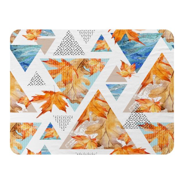 Benjamin Tate Design Autumn Geometrics With Maple Leaves Blanket in Natural - Size: 120 cm x 150 cm - image 1