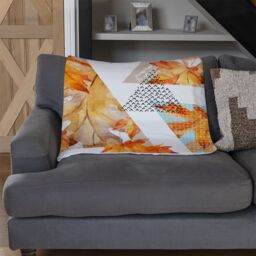 Benjamin Tate Design Autumn Geometrics With Maple Leaves Blanket in Natural - Size: 120 cm x 150 cm - thumbnail 2
