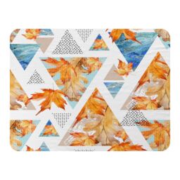 Benjamin Tate Design Autumn Geometrics With Maple Leaves Blanket in Natural - Size: 120 cm x 150 cm - thumbnail 1