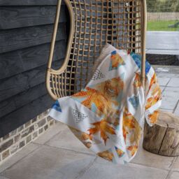 Benjamin Tate Design Autumn Geometrics With Maple Leaves Blanket in Natural - Size: 120 cm x 150 cm - thumbnail 4