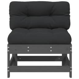 Berkfield Home Middle Sofas with Cushions 2 pcs Grey Solid Wood Pine - thumbnail 5