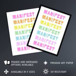 "Artery8 Manifest Manifest Manifest Colourful Modern Wall Art Print - Size: W12"" x H16""" - thumbnail 2