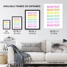 "Artery8 Manifest Manifest Manifest Colourful Modern Wall Art Print - Size: W12"" x H16""" - thumbnail 3