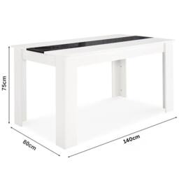 KOSY KOALA Dining Table Wood Kitchen Place for 6 Seats, Dining Table Only in White - thumbnail 3