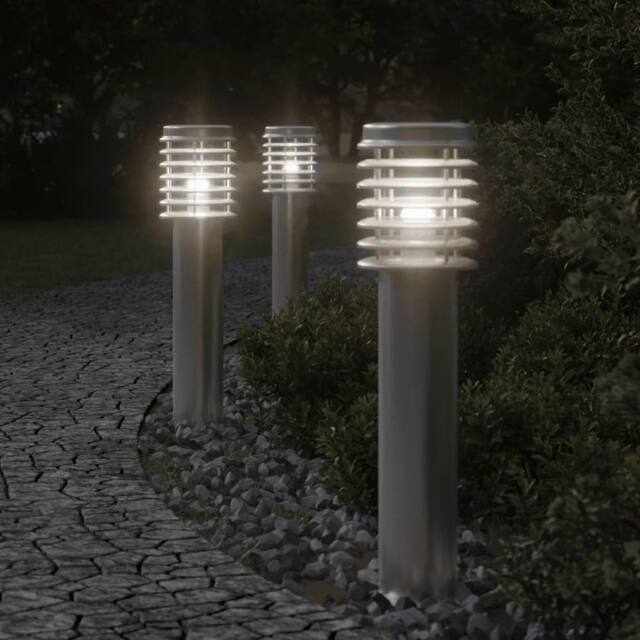 Berkfield Home Outdoor Floor Lamps 3pcs Silver 60 cm Stainless Steel - image 1