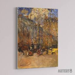 "Artery8 Frank Edwin Scott Horse Drawn Carriages Cabs Canvas Wall Art Print in Brown - Size: W12"" x H16""" - thumbnail 2