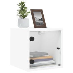 Berkfield Home Bedside Cabinets with Glass Doors 2 pcs White 35x37x35 cm - Size: 35 x 37 x 35 cm - thumbnail 4