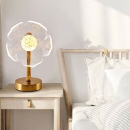 Obasyhig Creative Acrylic Sunflower LED Desk Lamp in Gold - Size: 14 inches - thumbnail 5