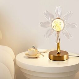 Obasyhig Creative Acrylic Sunflower LED Desk Lamp in Gold - Size: 14 inches - thumbnail 4