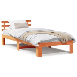 Berkfield Home Wood Bed Frame Wax brown Solid wood 100 x 200 cm Durable - thumbnail 4