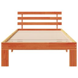 Berkfield Home Wood Bed Frame Wax brown Solid wood 100 x 200 cm Durable - thumbnail 6